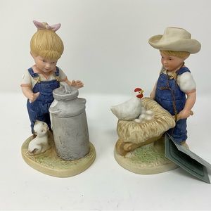 Vintage Homco Denim Days 1501 Morning Chores Figurine 1985 Farm